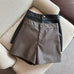 Febedress High Rise One Button Faux Leather Shorts