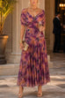 Febedress V Neck Short Sleeves Floral Print Maxi Dress
