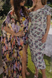 Boat Neck Floral Print High Low Hem Maxi Dress