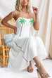 Tie Shoulder Sleeveless Coconut Tree Print Midi Dress