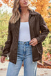 Febedress Lapel Zip Up Faux Leather Pocketed Jacket