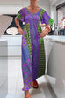 Febedress Round Neck Short Sleeves Printed Maxi Dress