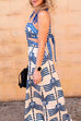 Febedress Tie Shoulder Cut Out Waist Printed Maxi Dress