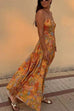 Febedress Spaghetti Strap Floral Print Chiffon Maxi Dress