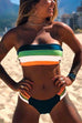Febedress Rainbow Striped Tube Top Bandeau Bikini Set