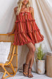 Adjustable strap Bow Detail Striped Ruffle Mini Dress