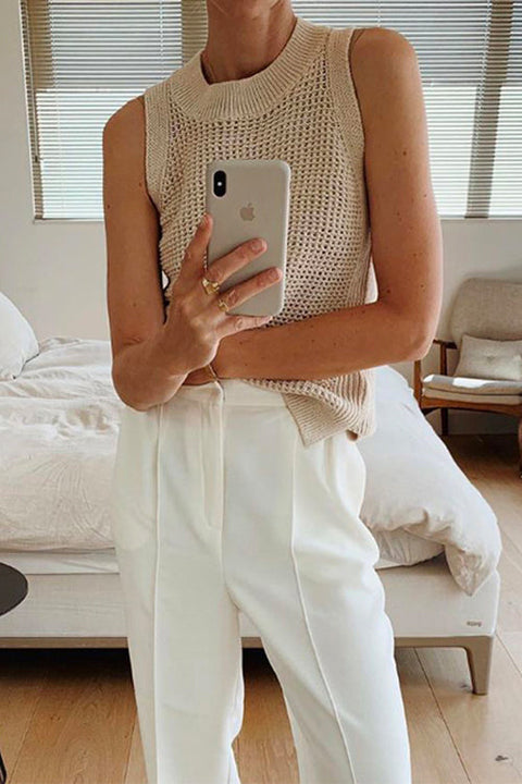 Febedress Crewneck Hollow Out Sleeveless Top