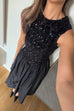 Febedress Crewneck Sleeveless Glitter Sequin Splice Maxi Dress
