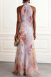 Febedress Sleeveless High Waist Floral Print Maxi Dress