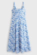 Square Neck Sleeveless Shell Print Pocketed Midi Dress
