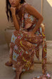 Febedress Cowl Neck Open Back Printed Maxi Dress with Scarf