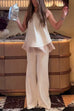 Tie Knot Shoulder Sleeveless Fringe Hem Top