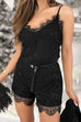 Spaghetti Strap V Neck Lace Trim Sparkle Top