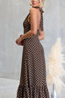 Halter Neck Backless Polka Dot Ruffle Maxi Dress