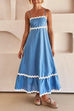 Febedress Spaghetti Strap Ric Rac Trim Swing Maxi Dress