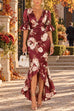 Febedress V Neck Floral Print High Low Hem Maxi Dress