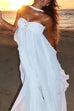 Febedress Sleeveless Open Back Ruffle Trim Slit Maxi Dress