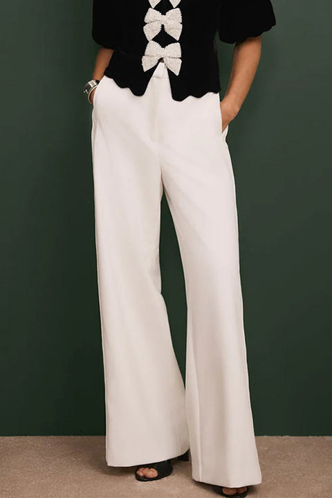 High Waist Pocketed Wide Leg Pants