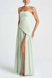Febedress Strapless Back Lace-up High Slit Splice Maxi Dress
