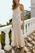 V Neck Sleeveless Knit Maxi Dress with Sequin