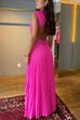 Febedress Crewneck Sleeveless Open Back Pleated Maxi Dress