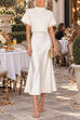 Febedress High Rise Solid Satin Midi Skirt (A)