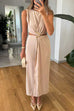 Febedress Crewneck Sleeveless Cut Out Waist Maxi Dress