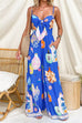 Spaghetti Strap Tie Knot Front Printed Wide Leg Jumpsuit