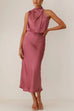 Febedress Sleeveless Mockneck Waisted Maxi Dress
