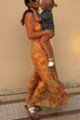 Febedress Spaghetti Strap Floral Print Chiffon Maxi Dress