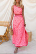 One Shoulder Printed Ric Rac Trim Crop Top