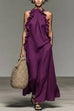 Febedress Sleeveless Linen Blend Ruffle Pocketed Maxi Dress