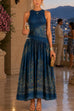 Febedress Crewneck Sleeveless Printed Flowy Maxi Dress