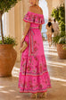 Febedress Off Shoulder Floral Print Ruffle Tiered Maxi Dress