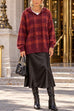 Febedress Plaid Hooded Relaxed Fit Pullover Sweater(in 6 Colors)