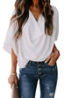 Febedress Cowl Neck Short Sleeve Drape Chiffon Shirt