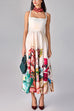 Square Neck Sleeveless Floral Print Midi Dress