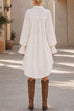 Febedress Lapel Bell Long Sleeves High Low Hem Shirt Dress