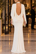 Febedress Mock Neck Cape Sleeve Draped Back Maxi Dress