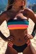 Febedress Rainbow Striped Tube Top Bandeau Bikini Set