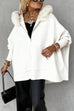 Febedress Dolman Sleeves Zipper Up Pocketed Jacket with Faux Fur Hood