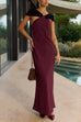 Sleeveless Draped Back Maxi Party Dress