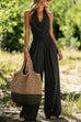 Febedress Halter Cowl Neck Sleeveless Top Elastic Waist Wide Leg Pants Set