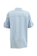Lapel Short Sleeves Button Up Flower Detail Shirt
