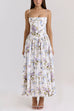 Febedress Spaghetti Strap Floral Print Bustier A-line Maxi Dress