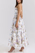 Febedress Spaghetti Strap Floral Print Bustier A-line Maxi Dress