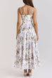 Febedress Spaghetti Strap Floral Print Bustier A-line Maxi Dress