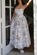 Febedress Spaghetti Strap Floral Print Bustier A-line Maxi Dress