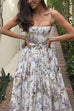 Febedress Spaghetti Strap Floral Print Bustier A-line Maxi Dress