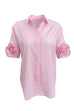 Collared Short Sleeves Button Down Flower Detail Shirt